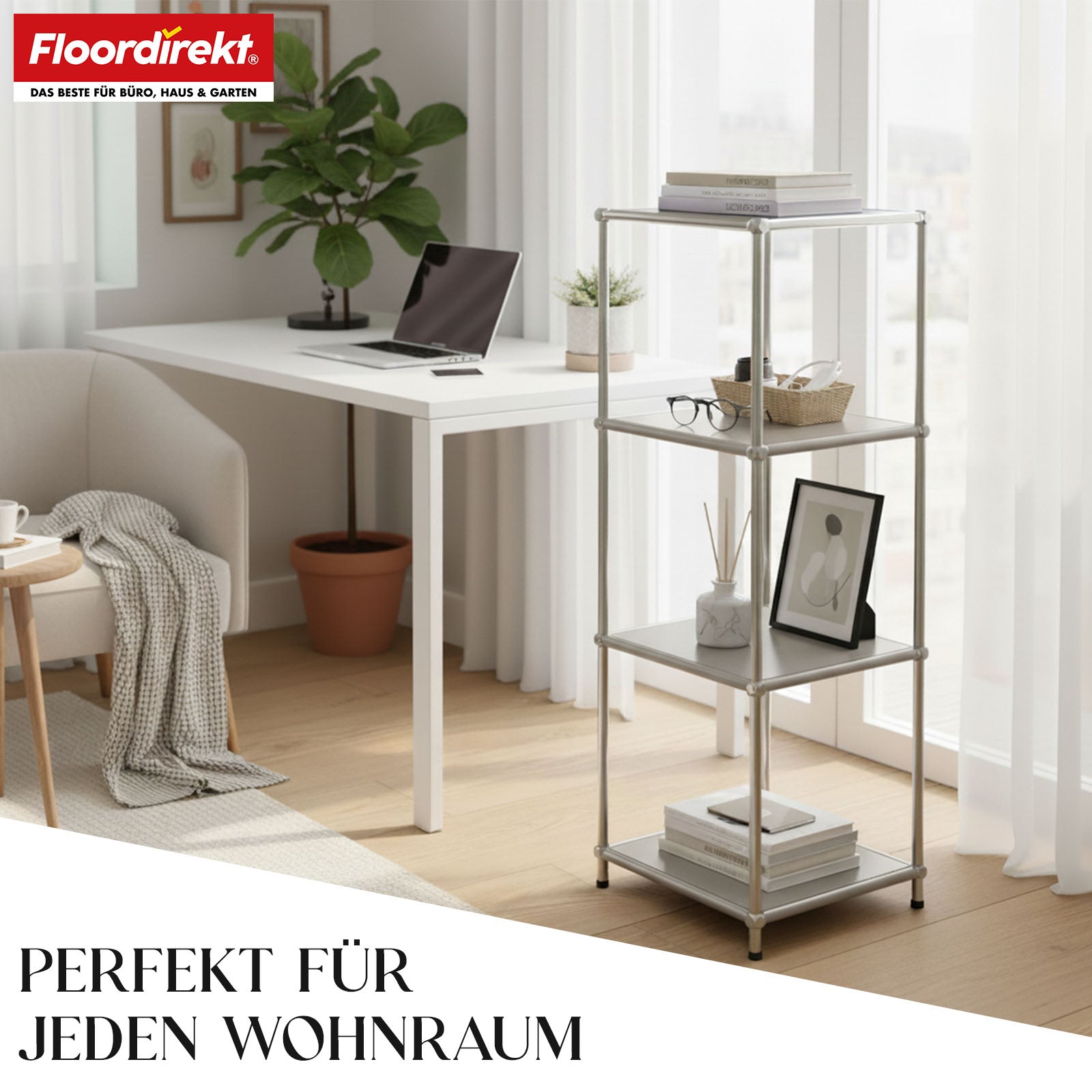 Regał metalowy | Concept Epure MK-005 | 4-poziomowy regał z otwartymi półkami | Dostępny w kilku kolorach