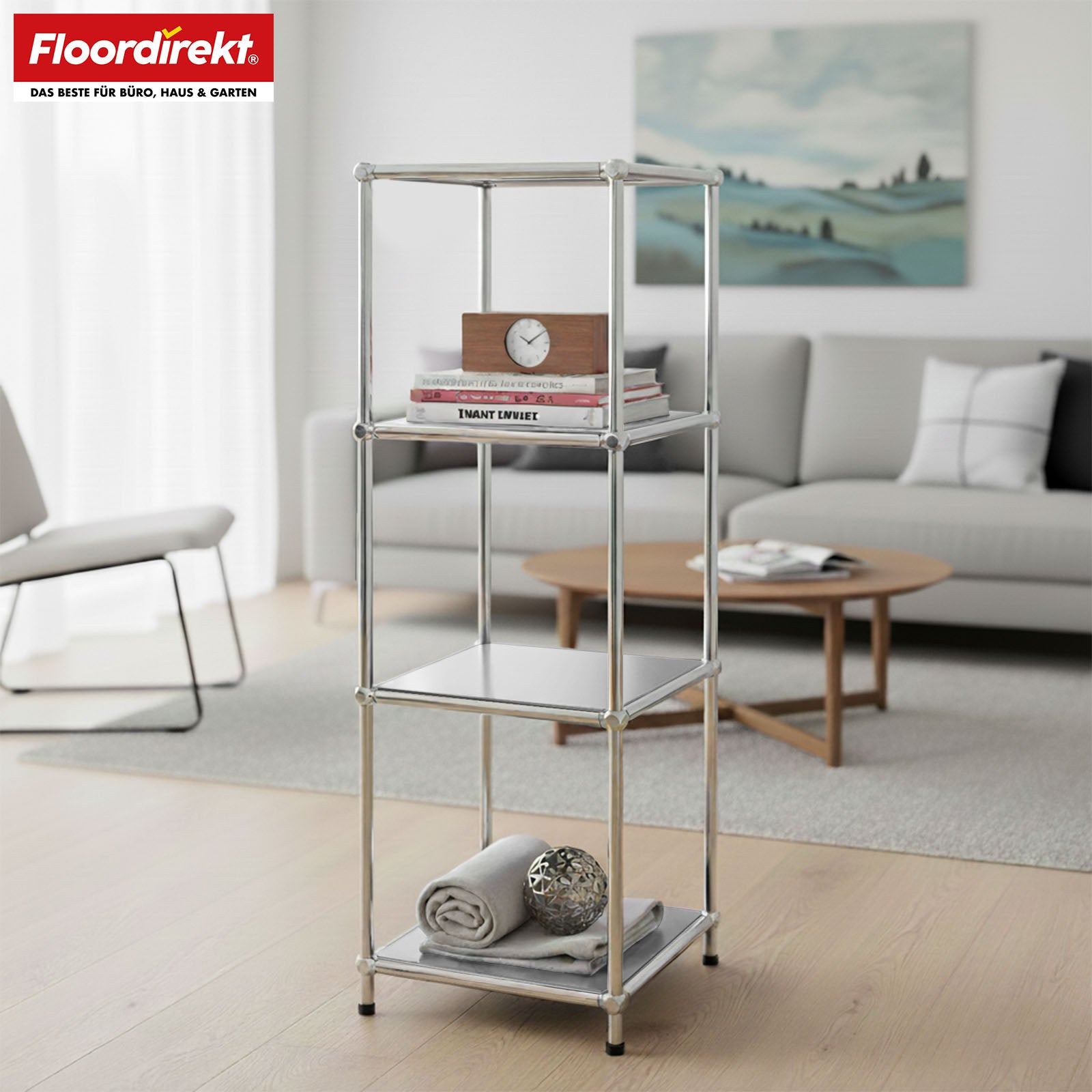 Regał metalowy | Concept Epure MK-005 | 4-poziomowy regał z otwartymi półkami | Dostępny w kilku kolorach