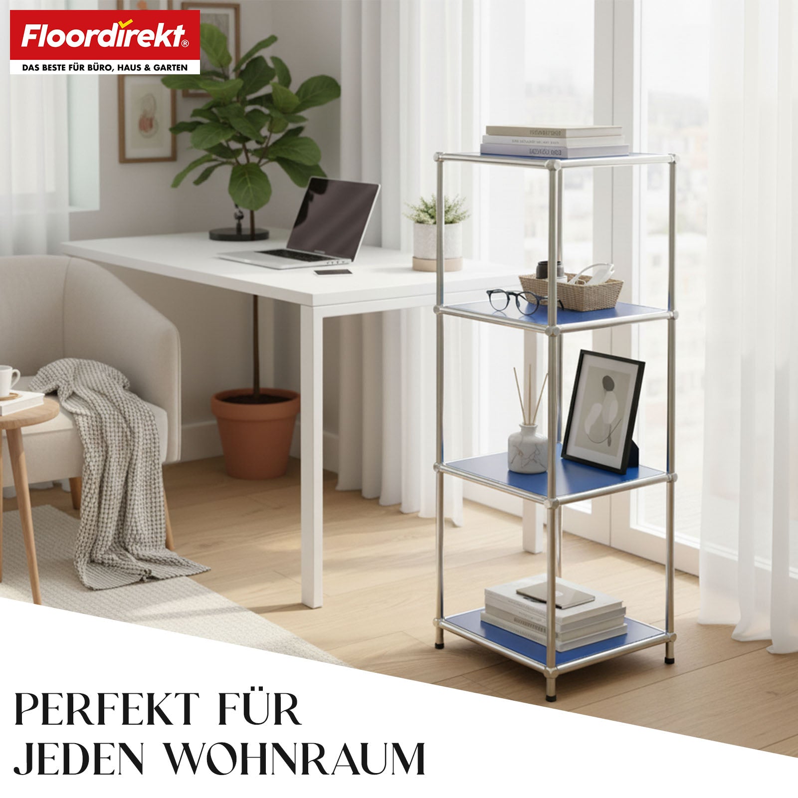 Regał metalowy | Concept Epure MK-005 | 4-poziomowy regał z otwartymi półkami | Dostępny w kilku kolorach