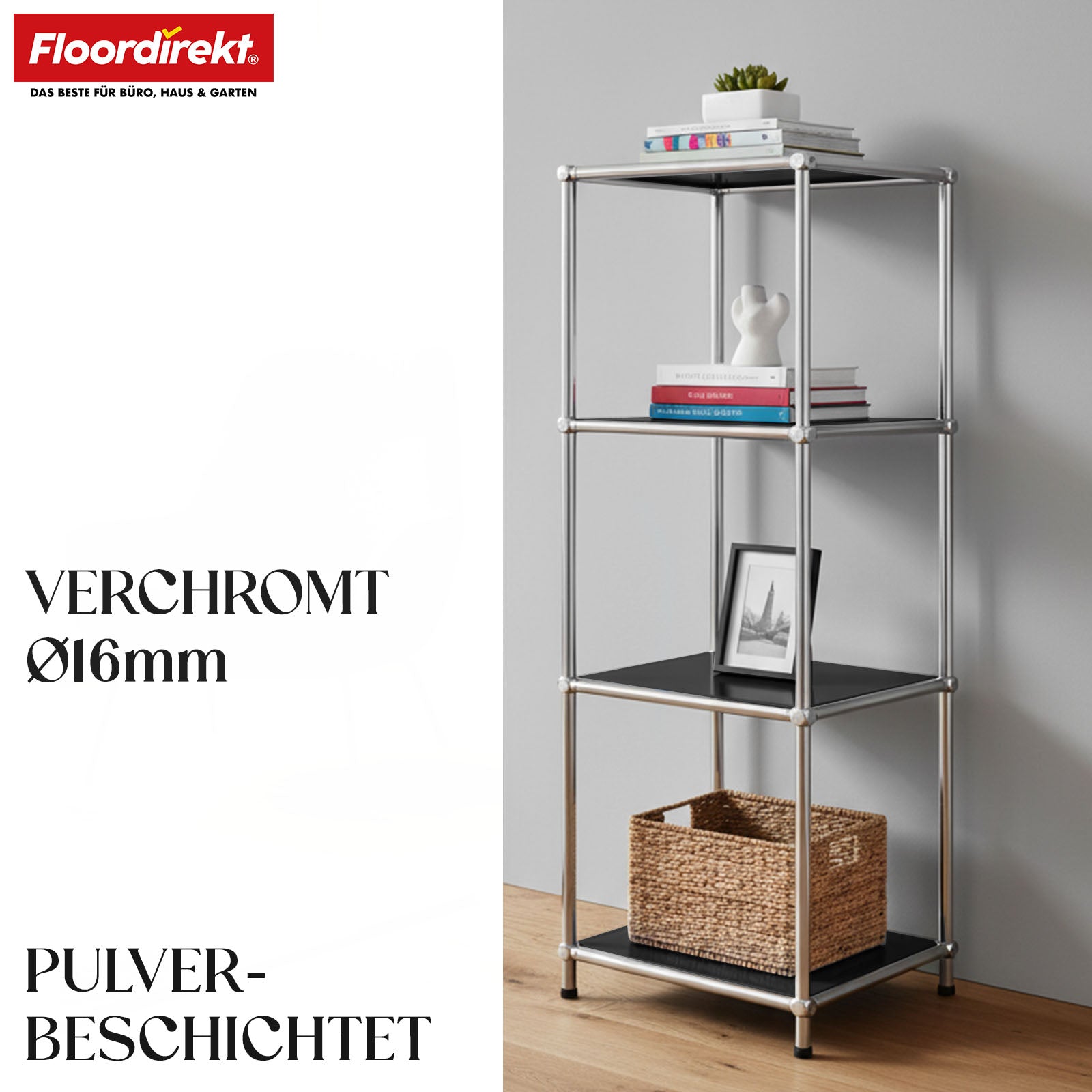 Regał metalowy | Concept Epure MK-005 | 4-poziomowy regał z otwartymi półkami | Dostępny w kilku kolorach
