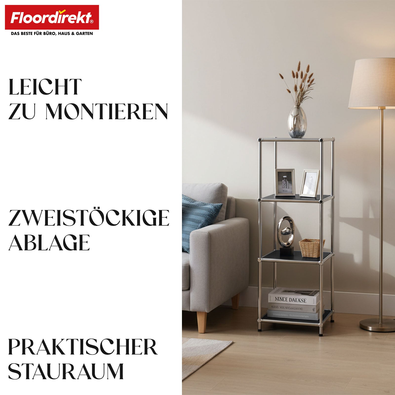 Regał metalowy | Concept Epure MK-005 | 4-poziomowy regał z otwartymi półkami | Dostępny w kilku kolorach