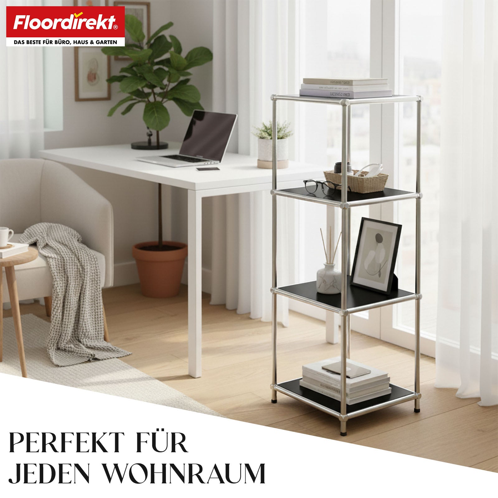 Regał metalowy | Concept Epure MK-005 | 4-poziomowy regał z otwartymi półkami | Dostępny w kilku kolorach