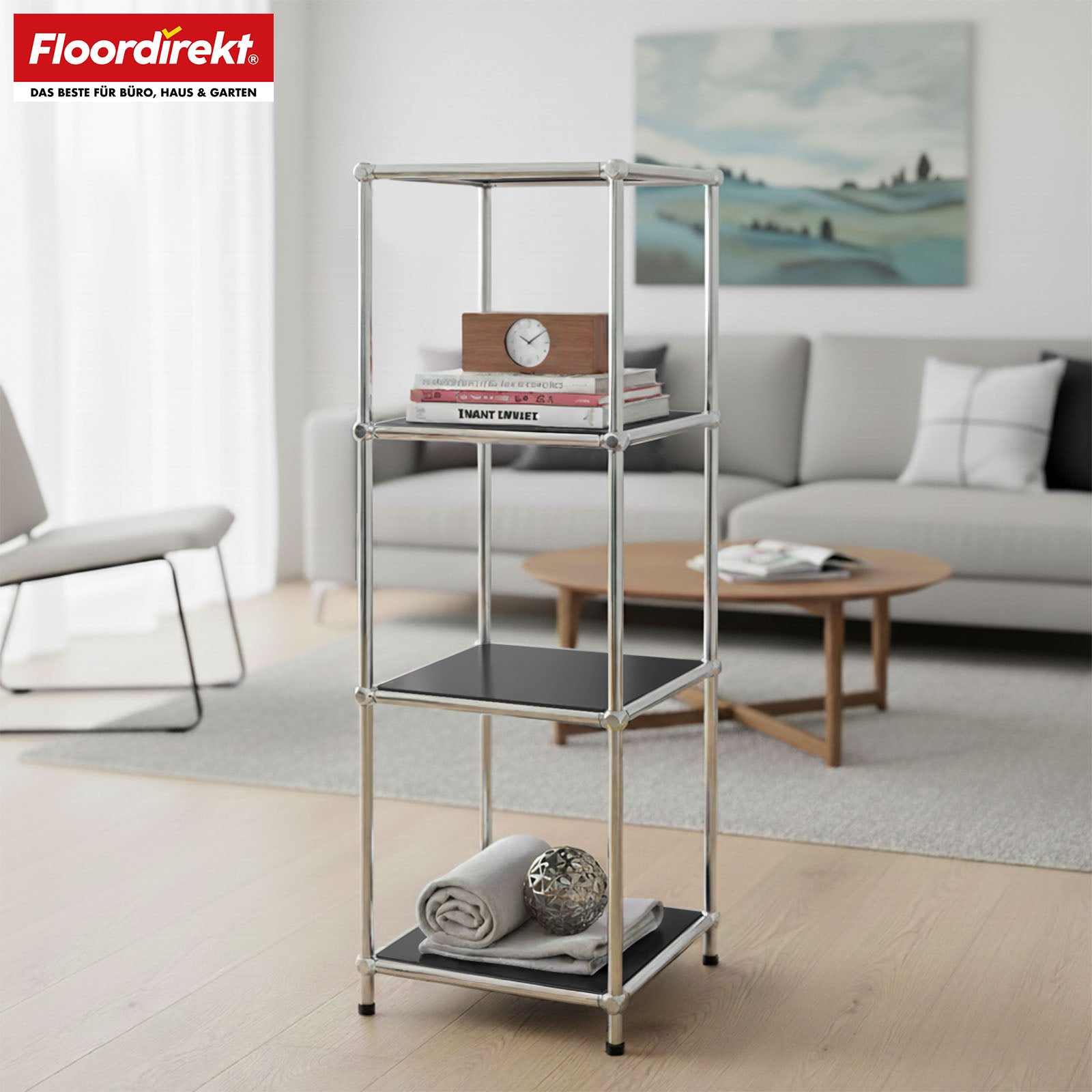 Regał metalowy | Concept Epure MK-005 | 4-poziomowy regał z otwartymi półkami | Dostępny w kilku kolorach