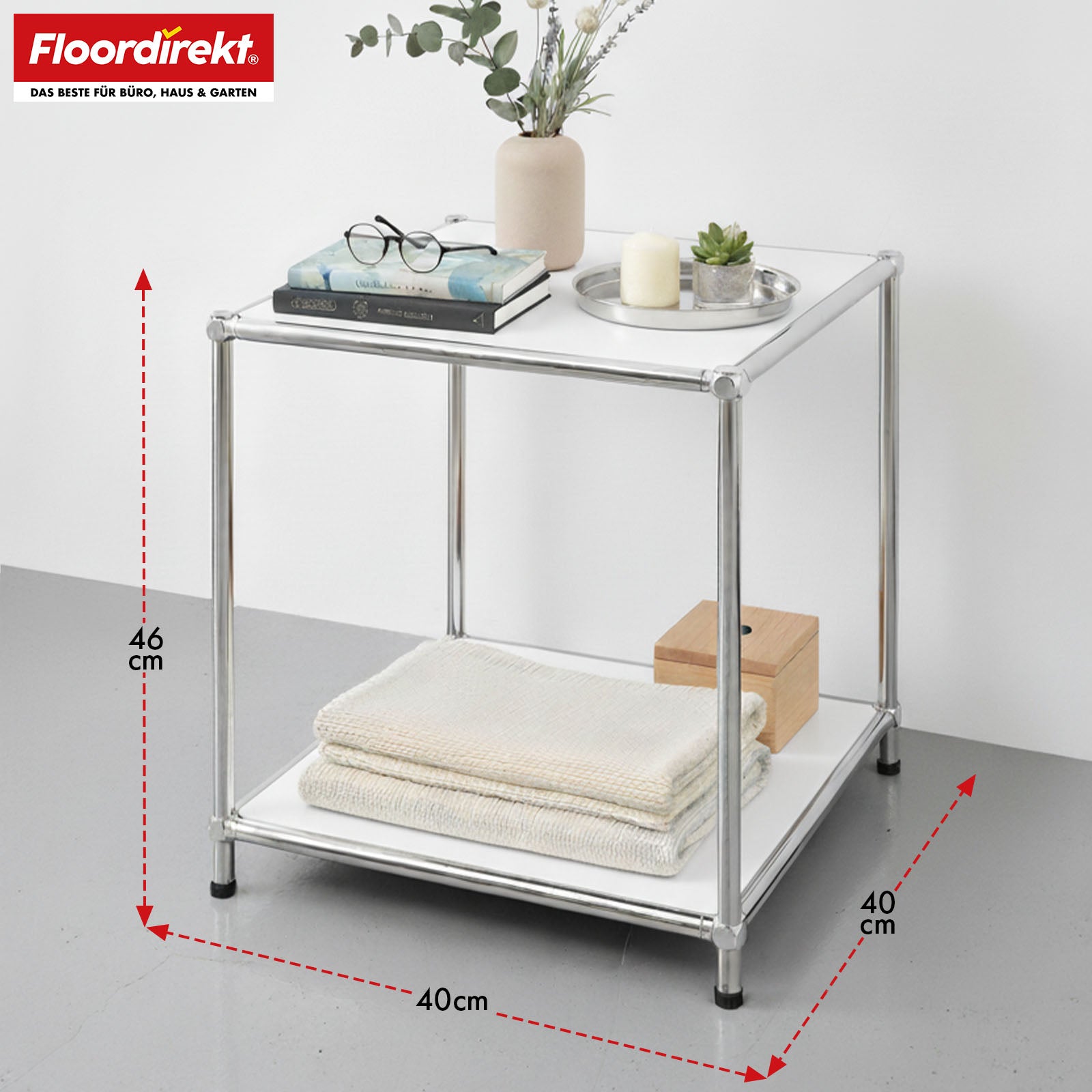 Regał metalowy | Concept Epure MK-012 | Otwarty regał pomocniczy i do przechowywania z 2 półkami | Dostępny w kilku kolorach