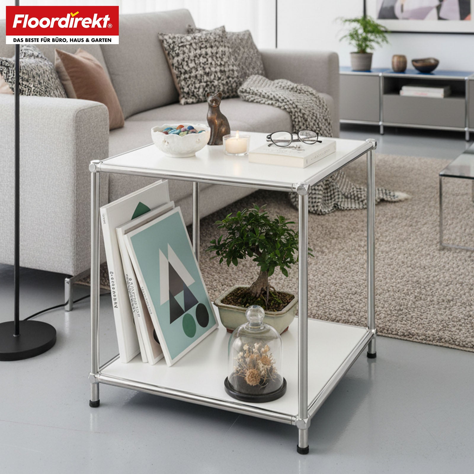 Regał metalowy | Concept Epure MK-012 | Otwarty regał pomocniczy i do przechowywania z 2 półkami | Dostępny w kilku kolorach