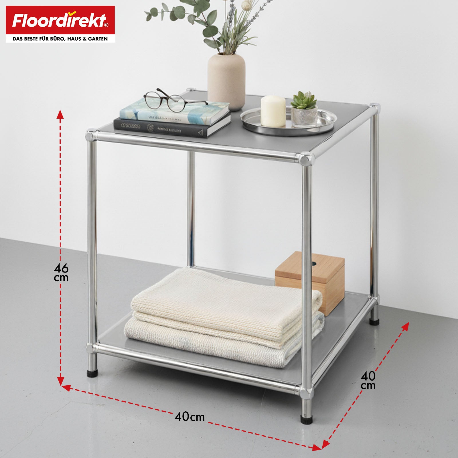 Regał metalowy | Concept Epure MK-012 | Otwarty regał pomocniczy i do przechowywania z 2 półkami | Dostępny w kilku kolorach