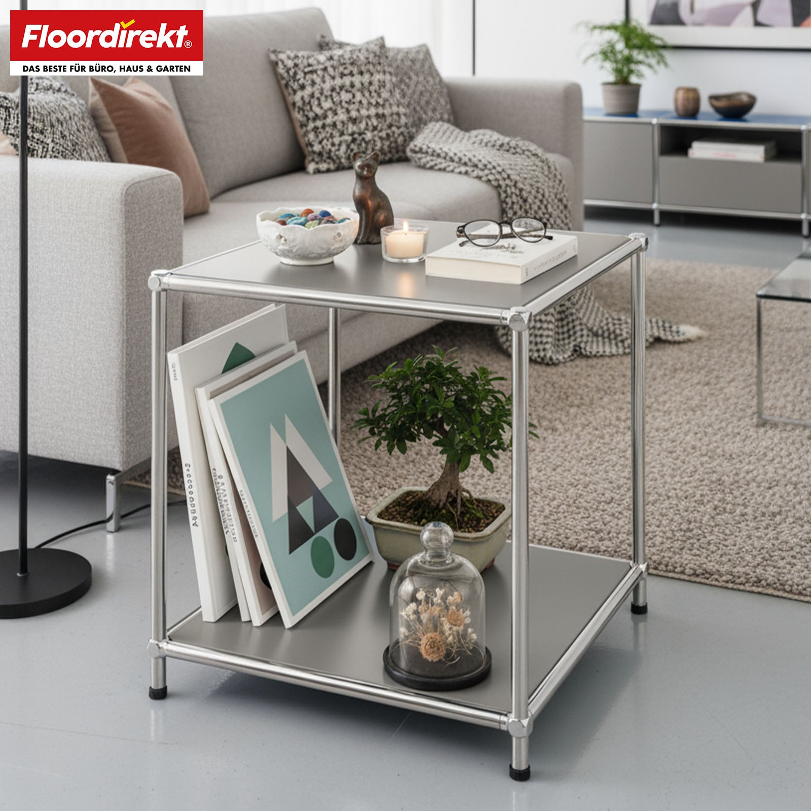 Regał metalowy | Concept Epure MK-012 | Otwarty regał pomocniczy i do przechowywania z 2 półkami | Dostępny w kilku kolorach