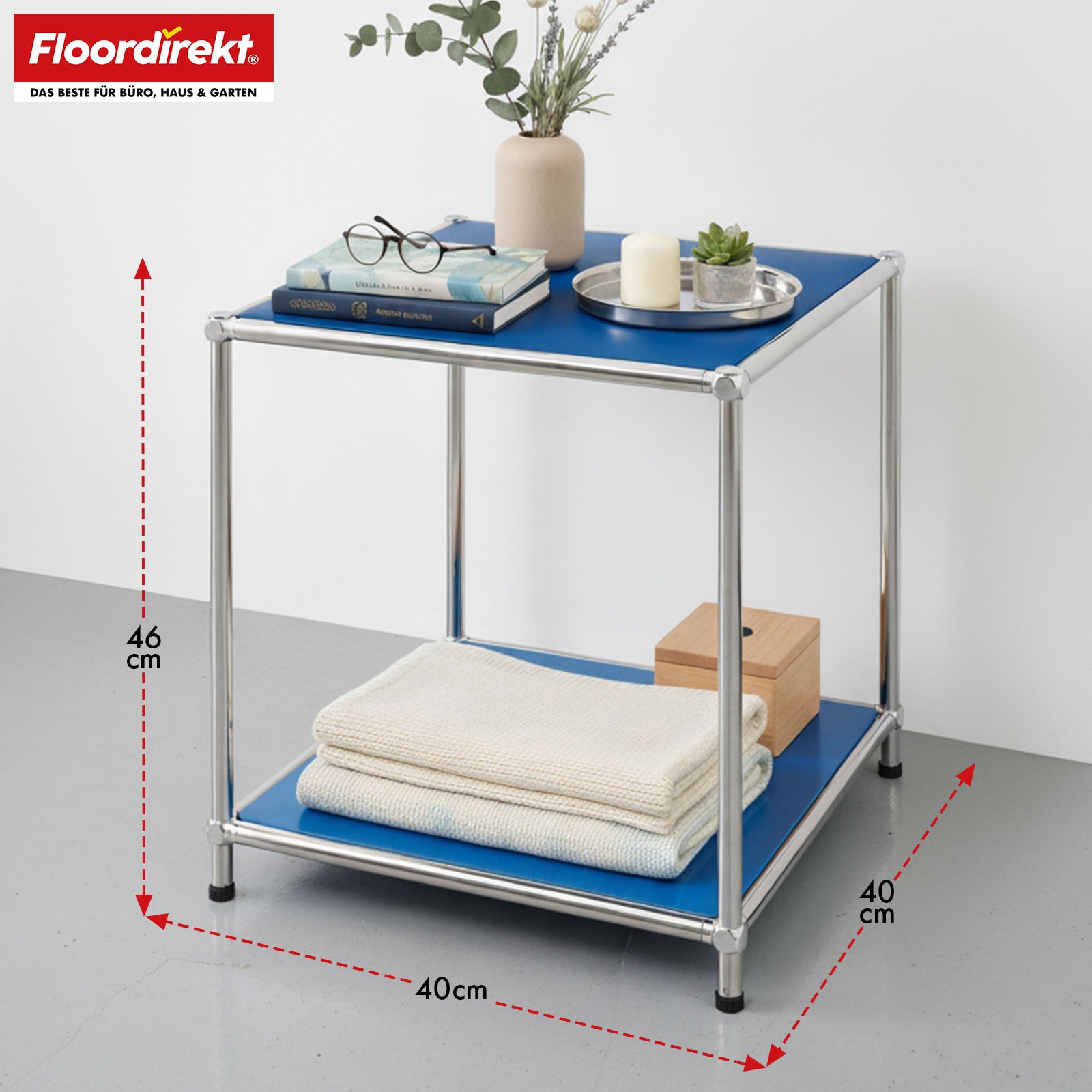 Regał metalowy | Concept Epure MK-012 | Otwarty regał pomocniczy i do przechowywania z 2 półkami | Dostępny w kilku kolorach