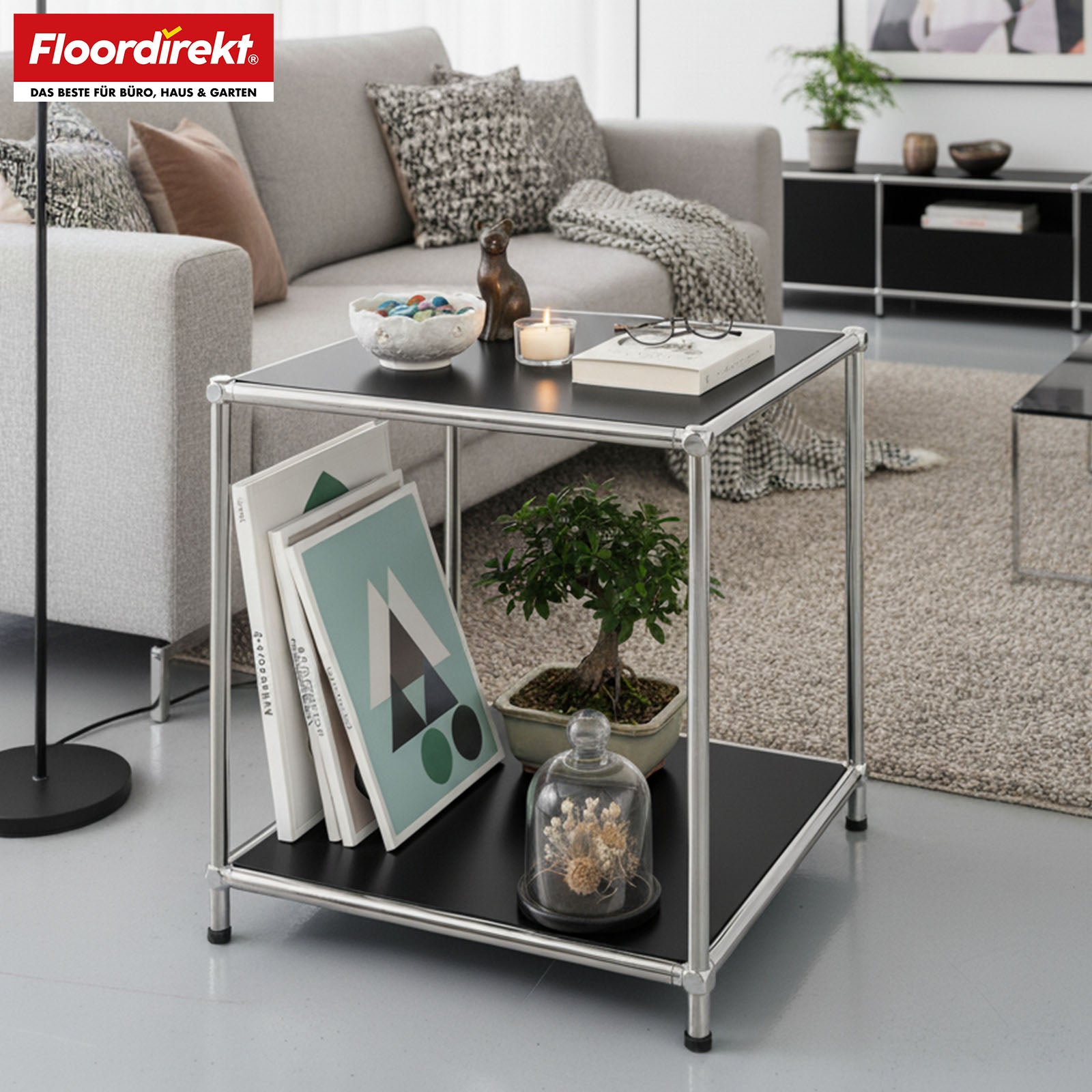Regał metalowy | Concept Epure MK-012 | Otwarty regał pomocniczy i do przechowywania z 2 półkami | Dostępny w kilku kolorach