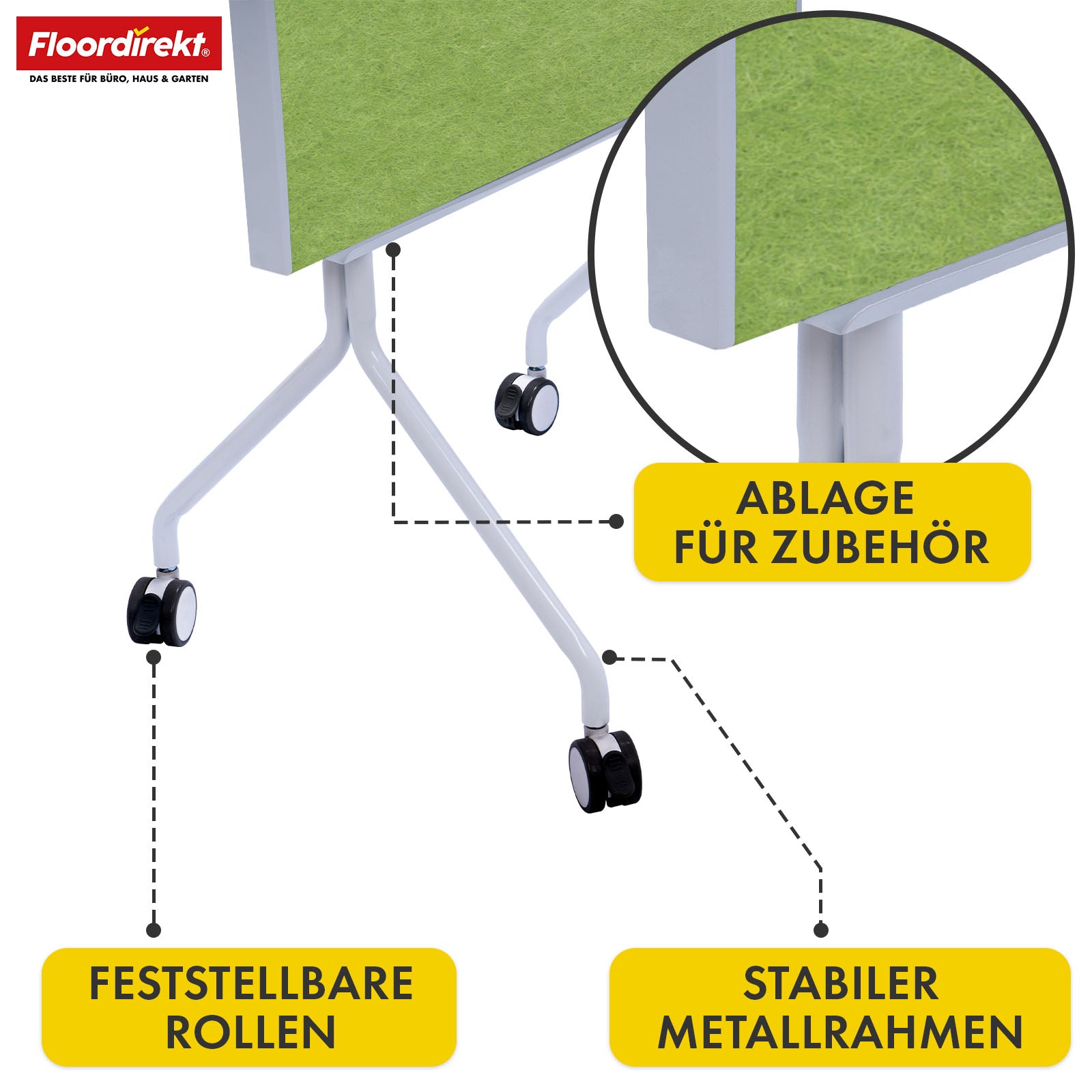 Mobilna tablica prezentacyjna | Giant | Dwustronna tablica filcowa 80 x 120 cm z blokowanymi kółkami i półką | Dostępna w kilku kolorach