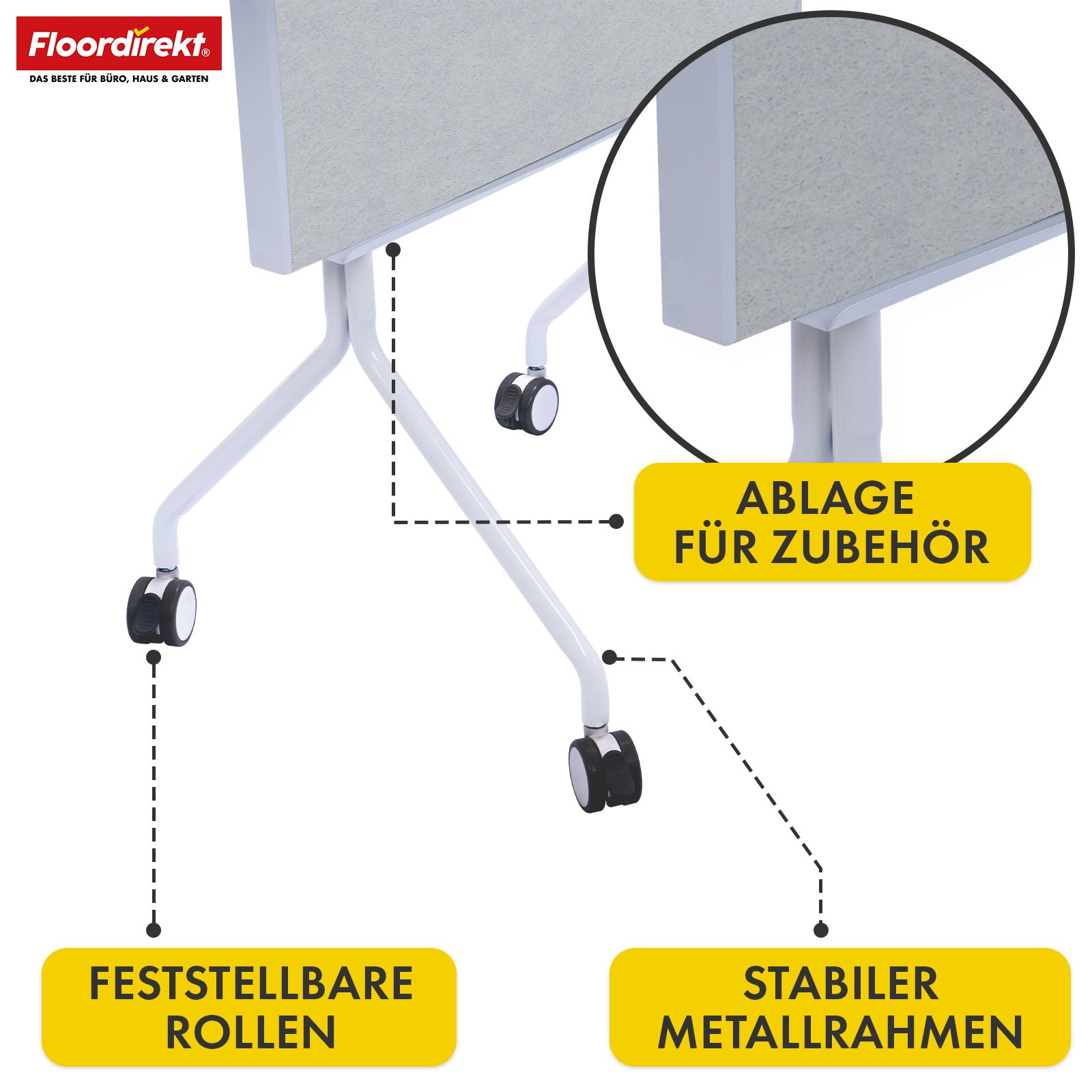 Mobilna tablica prezentacyjna | Giant | Dwustronna tablica filcowa 80 x 120 cm z blokowanymi kółkami i półką | Dostępna w kilku kolorach