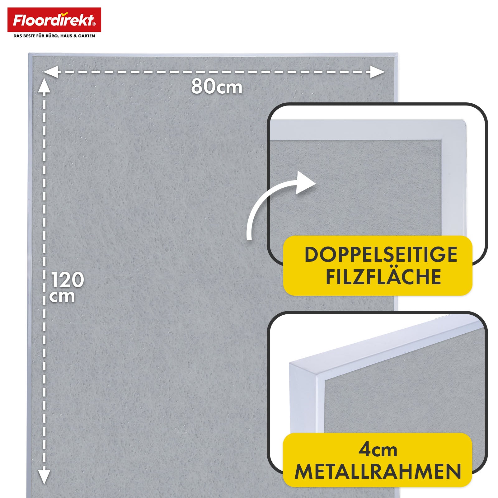 Mobilna tablica prezentacyjna | Giant | Dwustronna tablica filcowa 80 x 120 cm z blokowanymi kółkami i półką | Dostępna w kilku kolorach