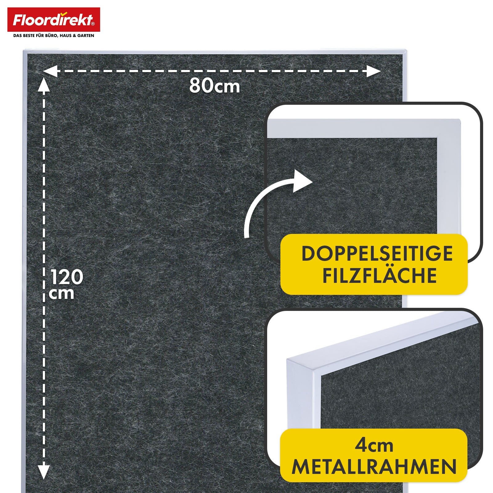 Mobilna tablica prezentacyjna | Giant | Dwustronna tablica filcowa 80 x 120 cm z blokowanymi kółkami i półką | Dostępna w kilku kolorach