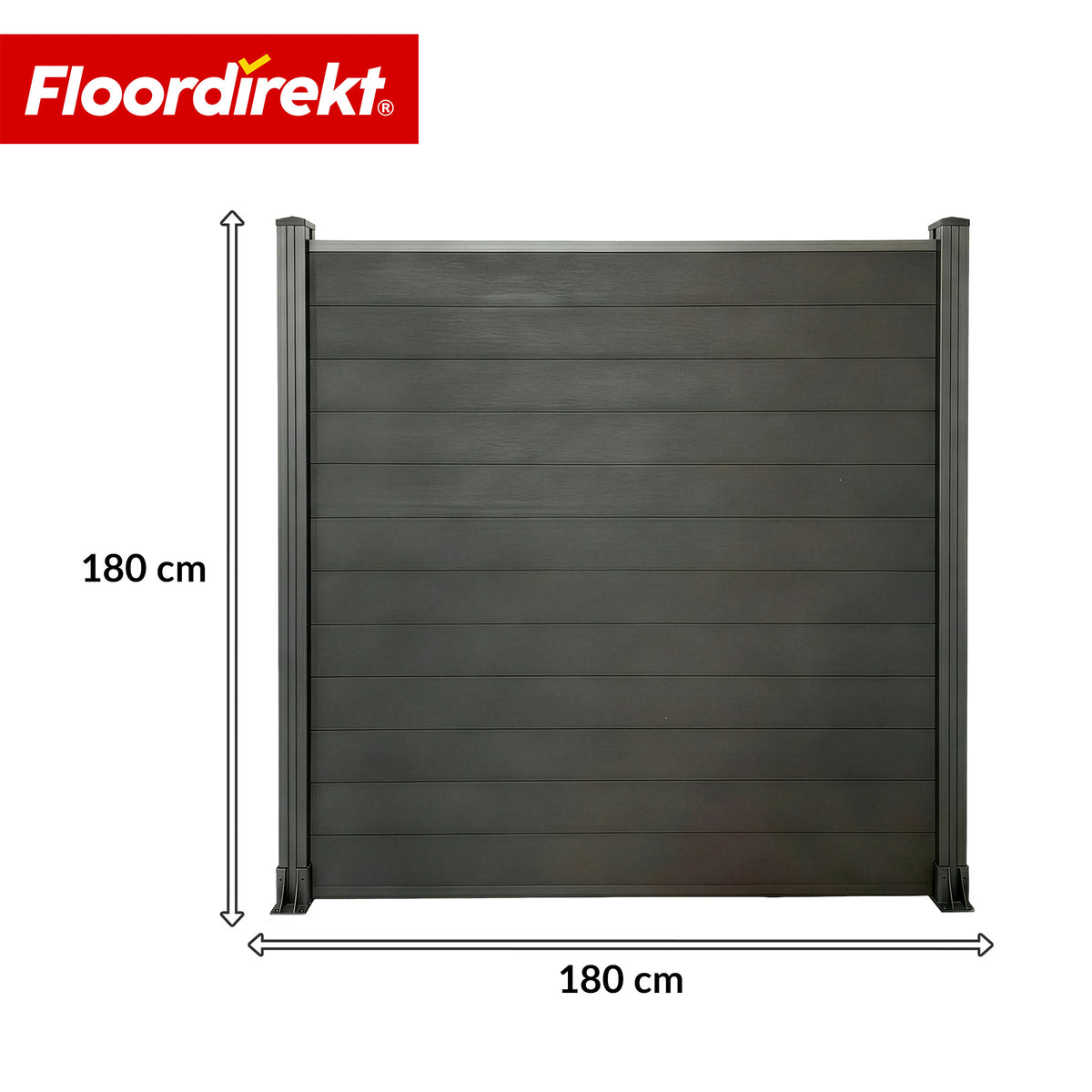 Ogrodzenie WPC | Ponza | 180 x 180 cm | Nowoczesna osłona prywatności i wiatru w kolorze czarnym z aluminiowymi słupkami