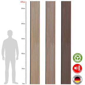 Panele akustyczne o wyglądzie drewna | Ponadczasowy design zapewniający przyjemną akustykę pomieszczenia | Dostępne w 3 wzorach i 2 rozmiarach