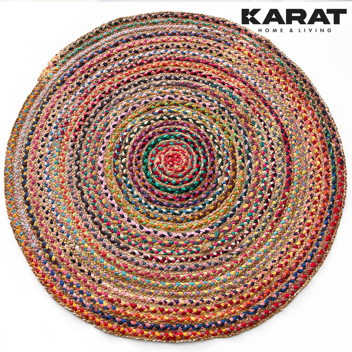 Dywan jutowy Pune | Okrągły | Ręcznie tkany | Wykonany z włókien naturalnych | Różne rozmiary