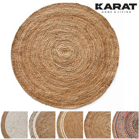 Dywan jutowy Surat | Okrągły | Ręcznie tkany | Wykonany z włókien naturalnych | Różne rozmiary