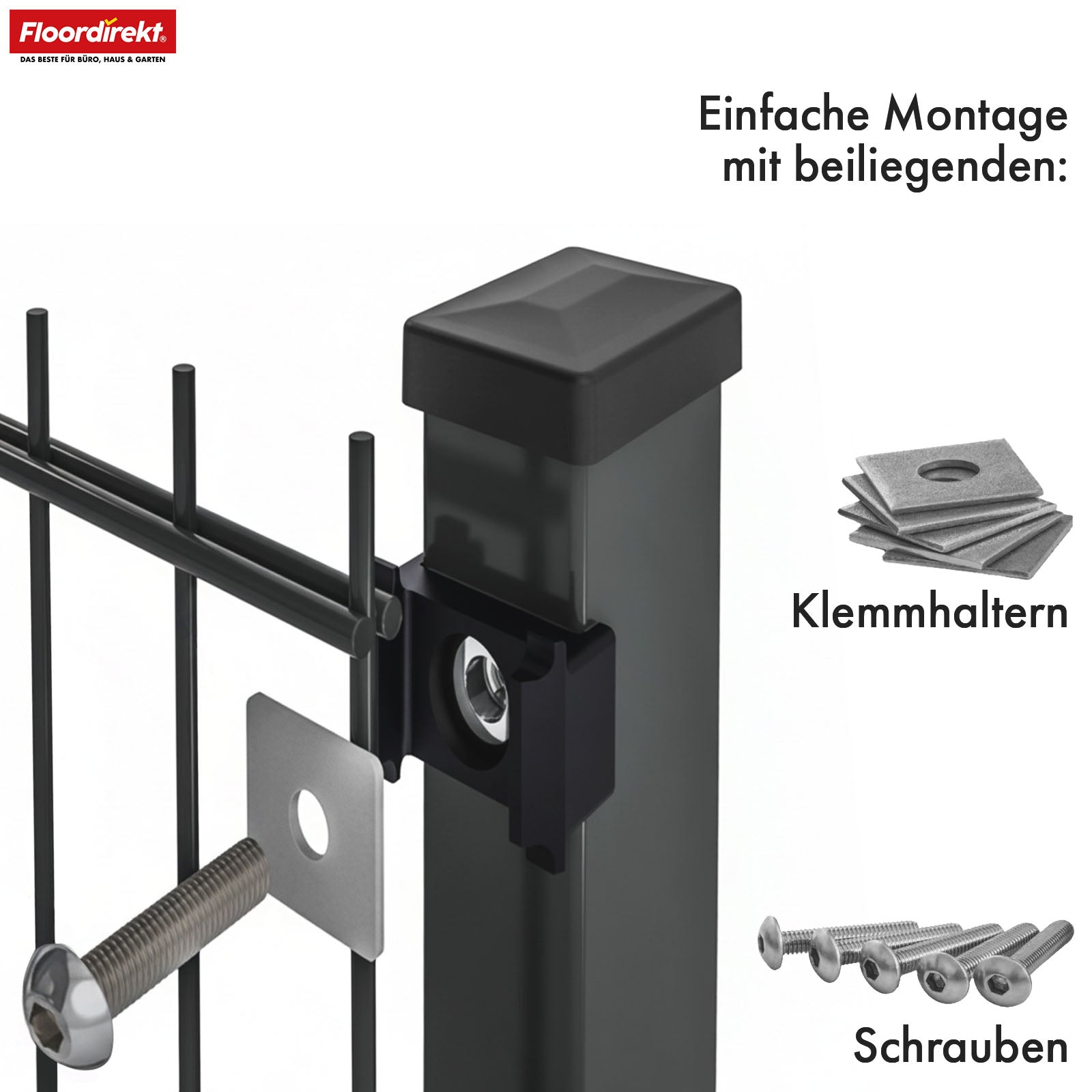 Ogrodzenie panelowe | LIMES | Kompletny zestaw stalowego ogrodzenia w kolorze antracytu z słupkami – do ogrodu, podjazdu i terenów komercyjnych | Dostępne w różnych wysokościach i długościach