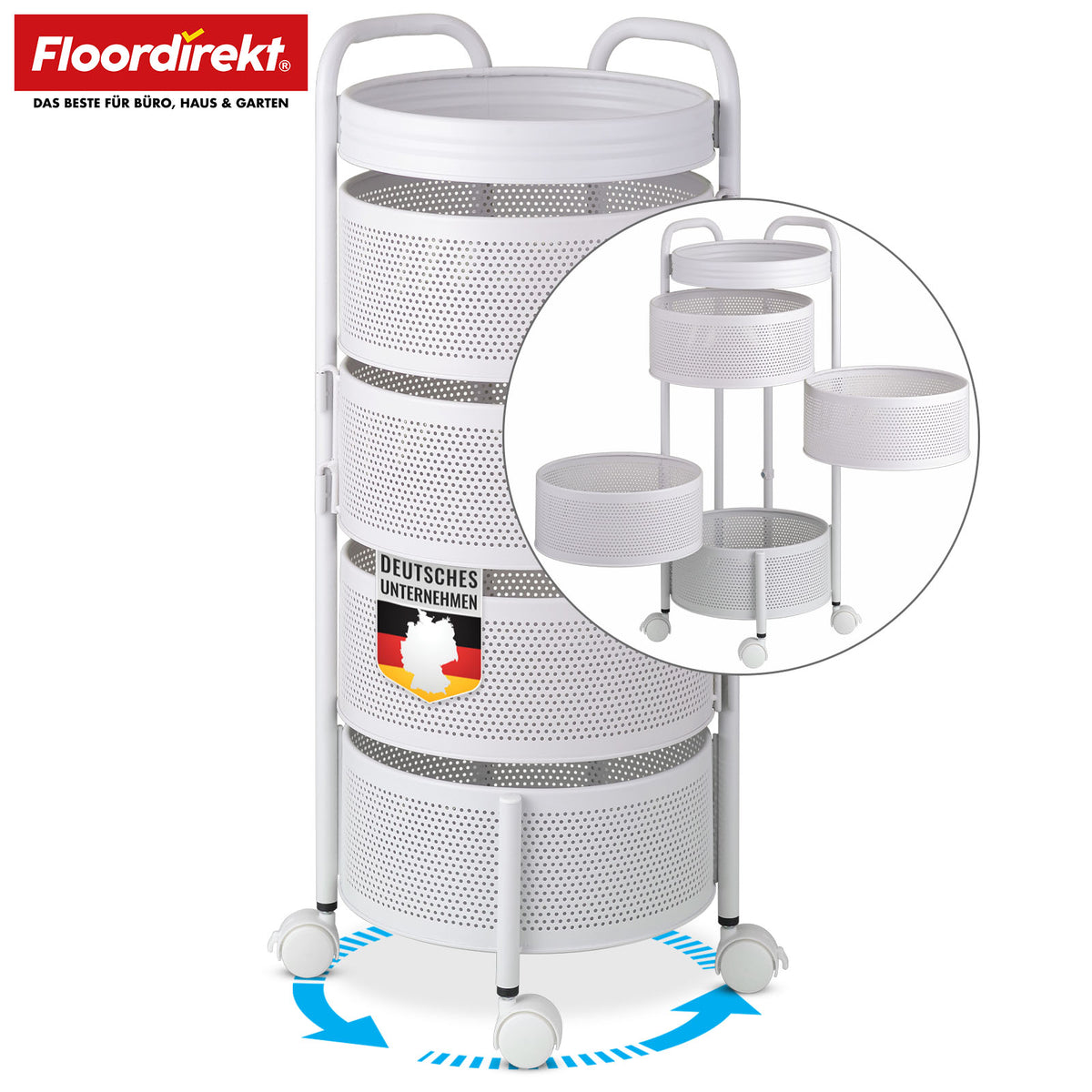 Wózek | Henry | Wózek kuchenny ze stali na kółkach | Wózek serwisowy | 3 lub 5 poziomów | Biały & Czarny