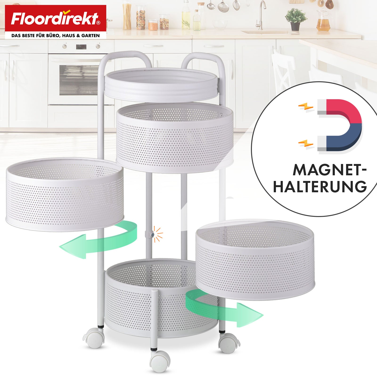 Wózek | Henry | Wózek kuchenny ze stali na kółkach | Wózek serwisowy | 3 lub 5 poziomów | Biały & Czarny