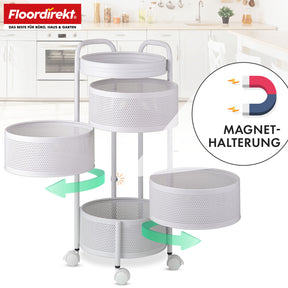 Wózek | Henry | Wózek kuchenny ze stali na kółkach | Wózek serwisowy | 3 lub 5 poziomów | Biały & Czarny