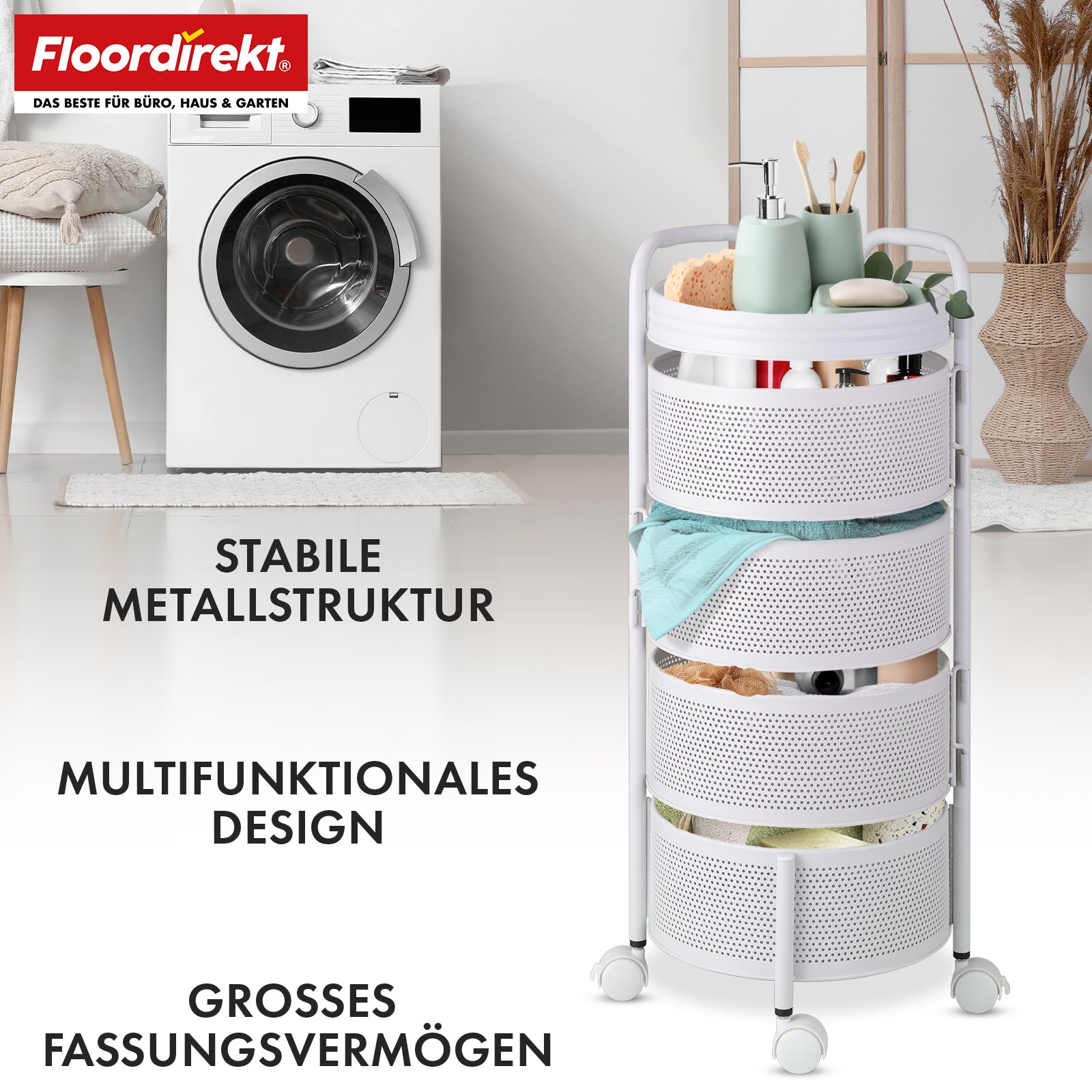 Wózek | Henry | Wózek kuchenny ze stali na kółkach | Wózek serwisowy | 3 lub 5 poziomów | Biały & Czarny