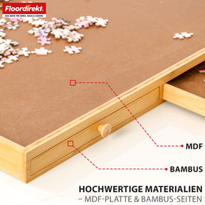 Stolik do puzzli | Yukon | Kompaktowa podstawa do puzzli z szufladami wykonana z bambusa i MDF | Do 1000 elementów