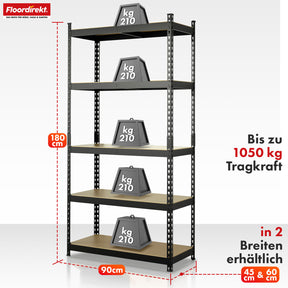 Regały do dużych obciążeń | Rhino | Regały magazynowe z 5 półkami | Nośność 1050 kg | Innowacyjny system wtykowy | W różnych kolorach i rozmiarach
