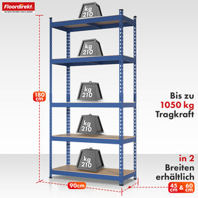 Regały do dużych obciążeń | Rhino | Regały magazynowe z 5 półkami | Nośność 1050 kg | Innowacyjny system wtykowy | W różnych kolorach i rozmiarach