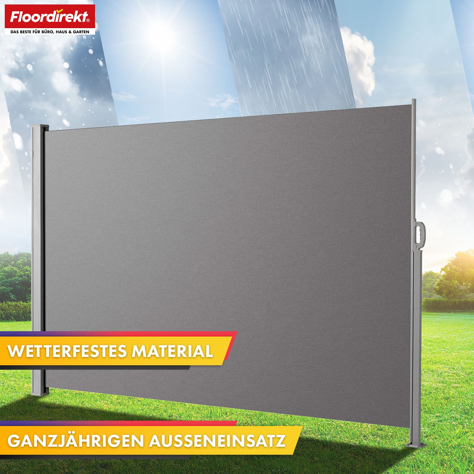 Markiza boczna aluminiowa | Osłona przeciwsłoneczna i prywatności na taras, balkon i do ogrodu | Ochrona UV, nieprzezroczysta i wodoodporna | Różne kolory i rozmiary