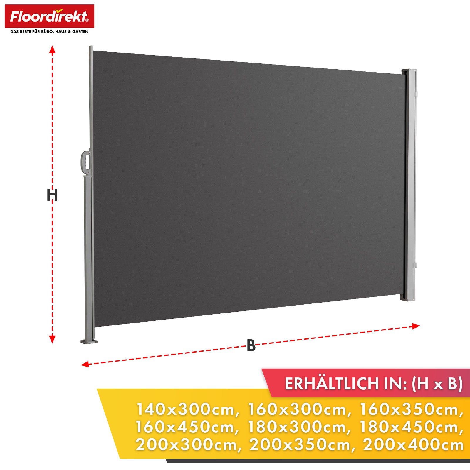 Markiza boczna aluminiowa | Osłona przeciwsłoneczna i prywatności na taras, balkon i do ogrodu | Ochrona UV, nieprzezroczysta i wodoodporna | Różne kolory i rozmiary