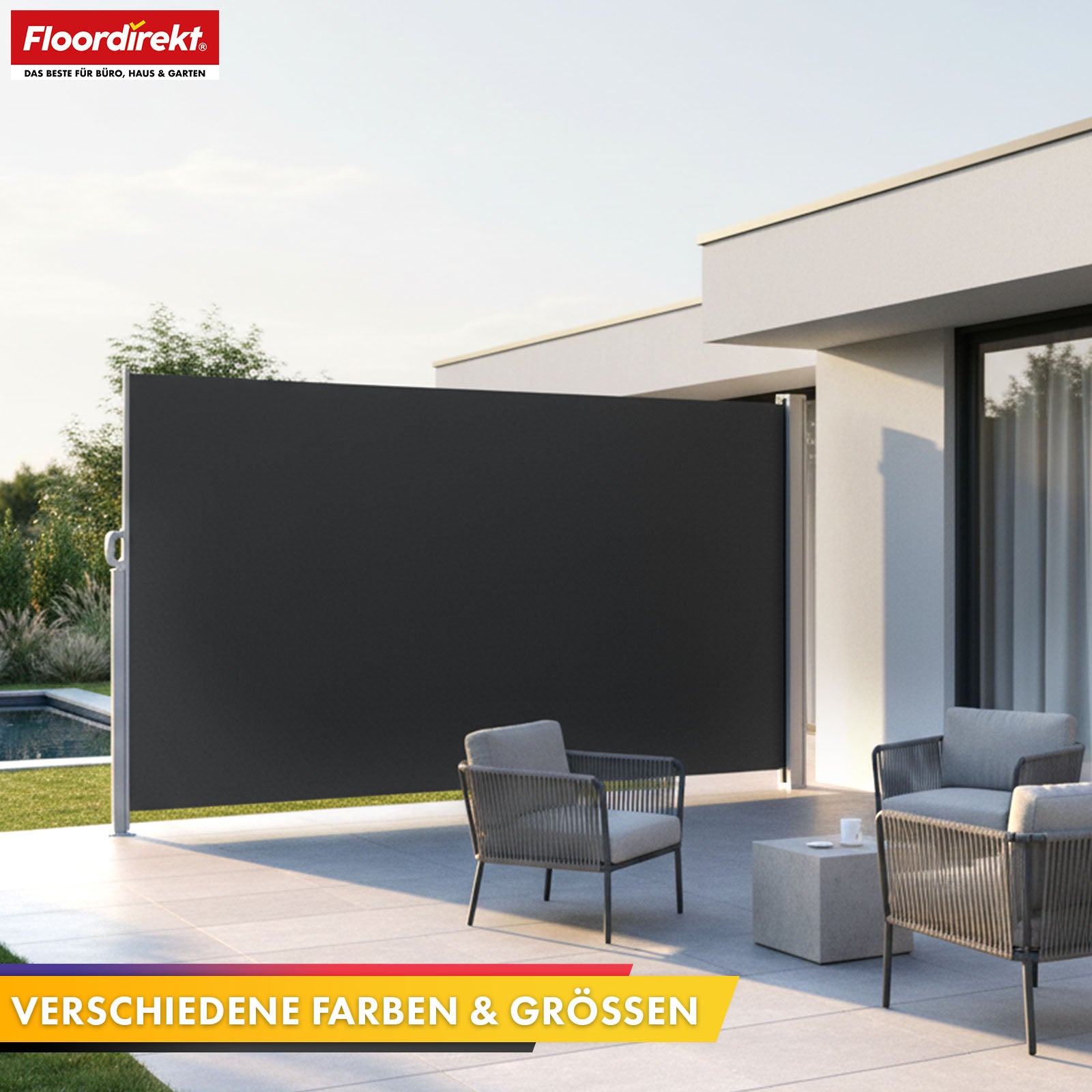 Markiza boczna aluminiowa | Osłona przeciwsłoneczna i prywatności na taras, balkon i do ogrodu | Ochrona UV, nieprzezroczysta i wodoodporna | Różne kolory i rozmiary