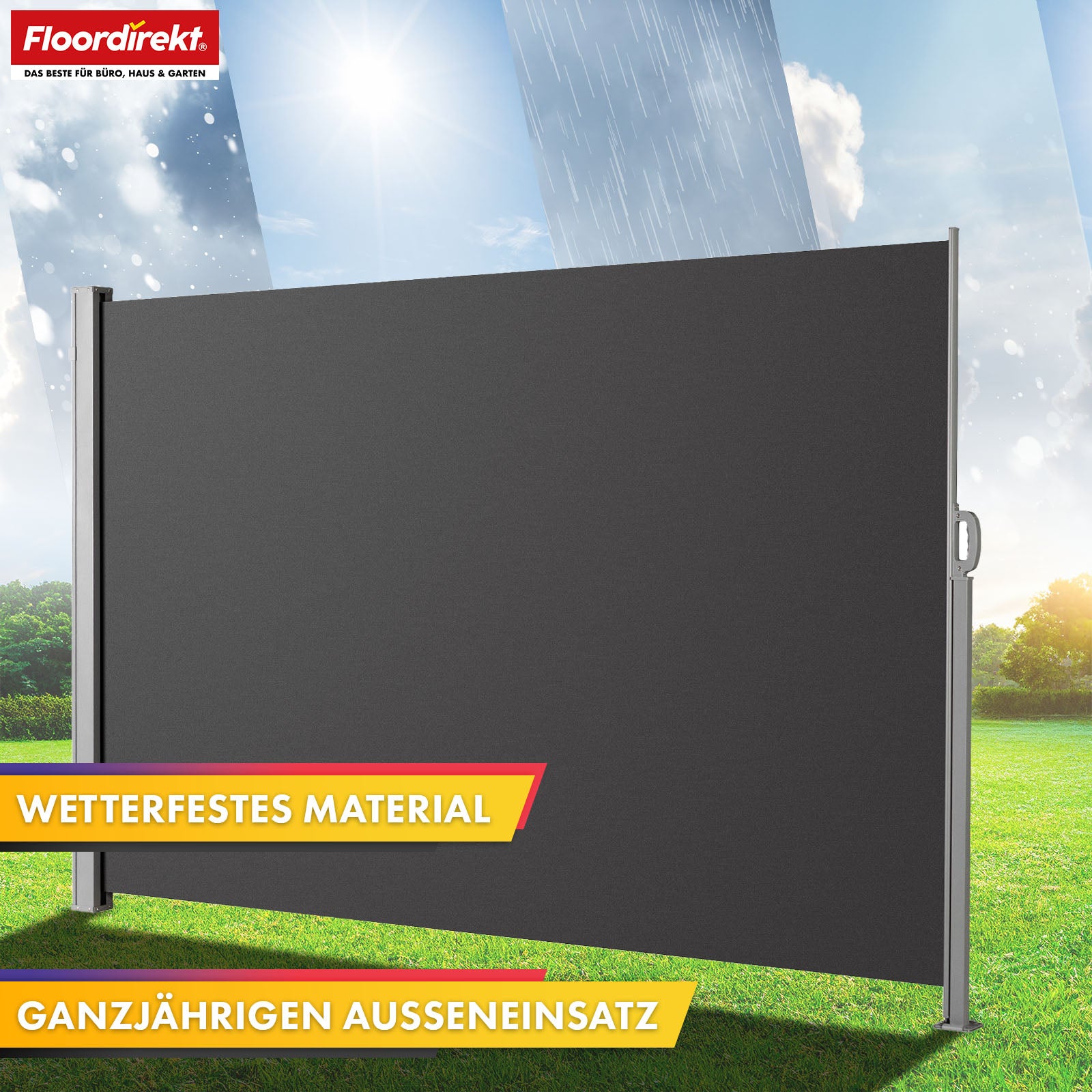 Markiza boczna aluminiowa | Osłona przeciwsłoneczna i prywatności na taras, balkon i do ogrodu | Ochrona UV, nieprzezroczysta i wodoodporna | Różne kolory i rozmiary