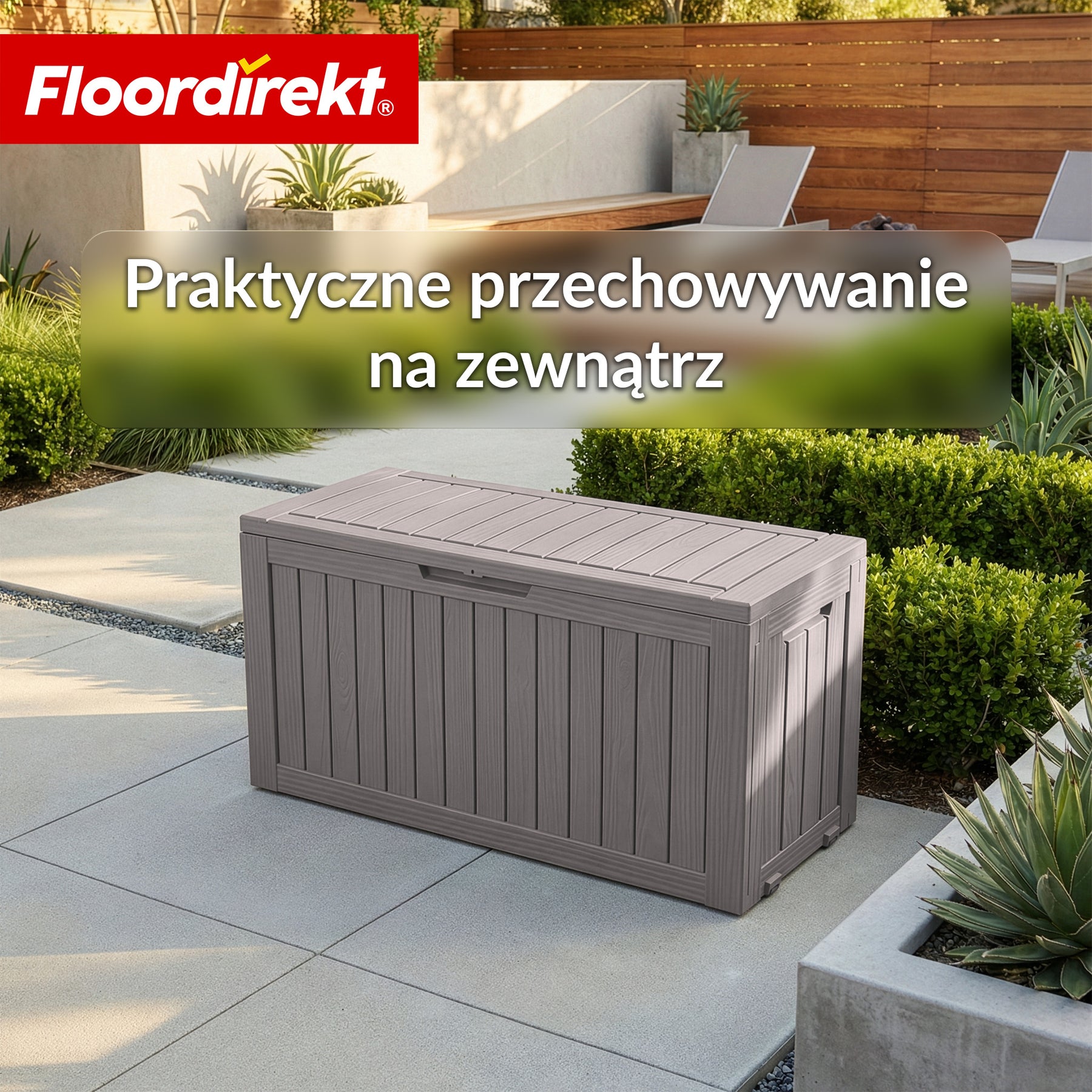 Skrzynia ogrodowa w wyglądzie drewna | Wodoodporna skrzynia na poduszki na taras i balkon | 118L / 270L / 300L