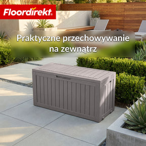 Skrzynia ogrodowa w wyglądzie drewna | Wodoodporna skrzynia na poduszki na taras i balkon | 118L / 270L / 300L