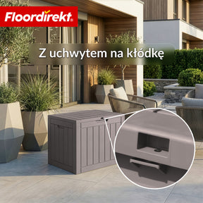 Skrzynia ogrodowa w wyglądzie drewna | Wodoodporna skrzynia na poduszki na taras i balkon | 118L / 270L / 300L