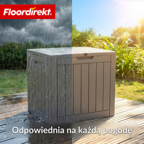 Skrzynia ogrodowa w wyglądzie drewna | Wodoodporna skrzynia na poduszki na taras i balkon | 118L / 270L / 300L