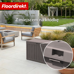 Skrzynia ogrodowa w wyglądzie drewna | Wodoodporna skrzynia na poduszki na taras i balkon | 118L / 270L / 300L