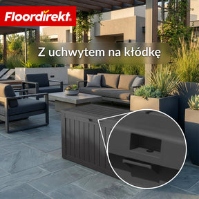 Skrzynia ogrodowa w wyglądzie drewna | Wodoodporna skrzynia na poduszki na taras i balkon | 118L / 270L / 300L