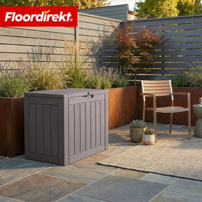Skrzynia ogrodowa w wyglądzie drewna | Wodoodporna skrzynia na poduszki na taras i balkon | 118L / 270L / 300L