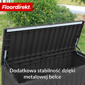 Skrzynia ogrodowa w wyglądzie drewna | Wodoodporna skrzynia na poduszki na taras i balkon | 118L / 270L / 300L