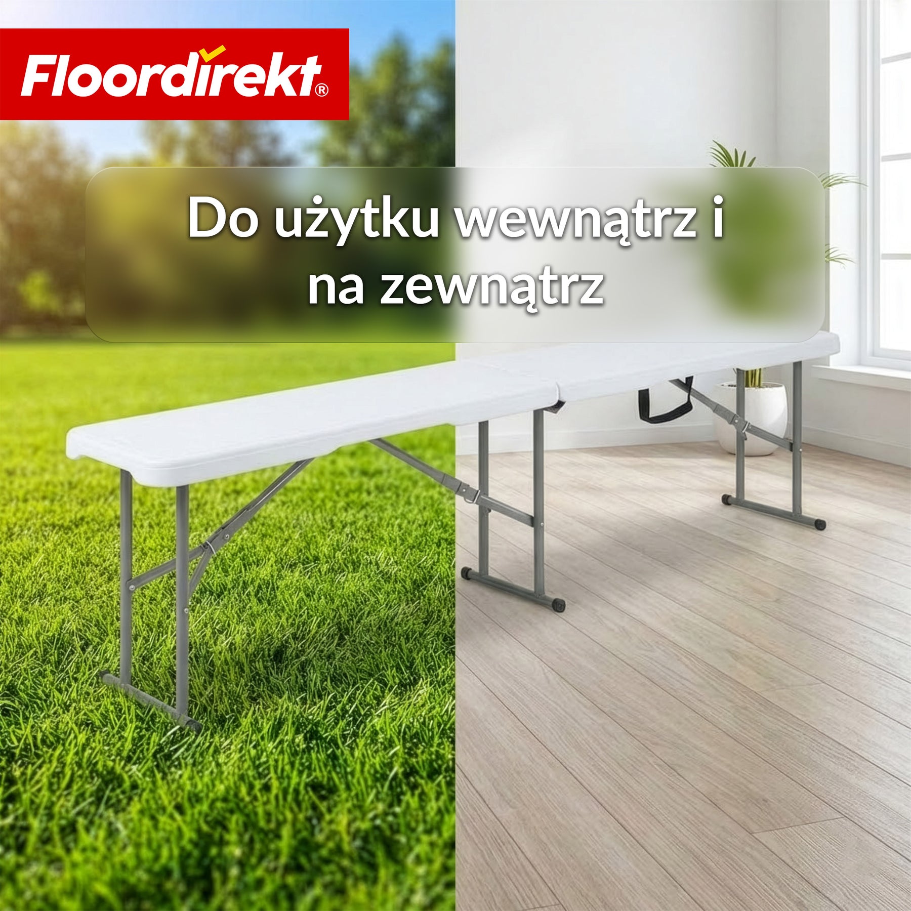 Ławka ogrodowa | Chiba | Składana ławka 183 cm w kolorze białym, odporna na warunki atmosferyczne i do 320 kg obciążenia