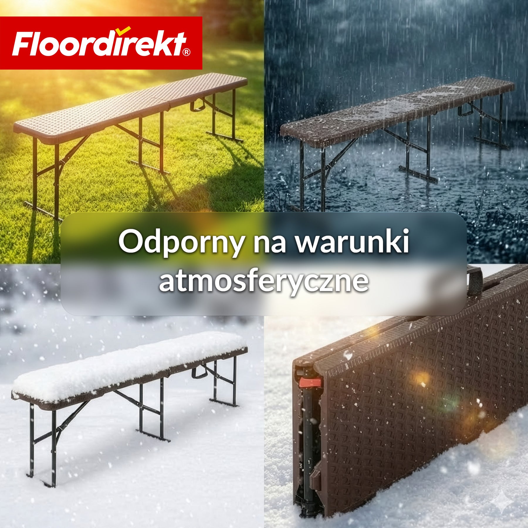 Ławka ogrodowa | Kagawa | Składana, odporna na warunki atmosferyczne ławka 183 cm w kolorze brązowym do ogrodu, na balkon & imprezy