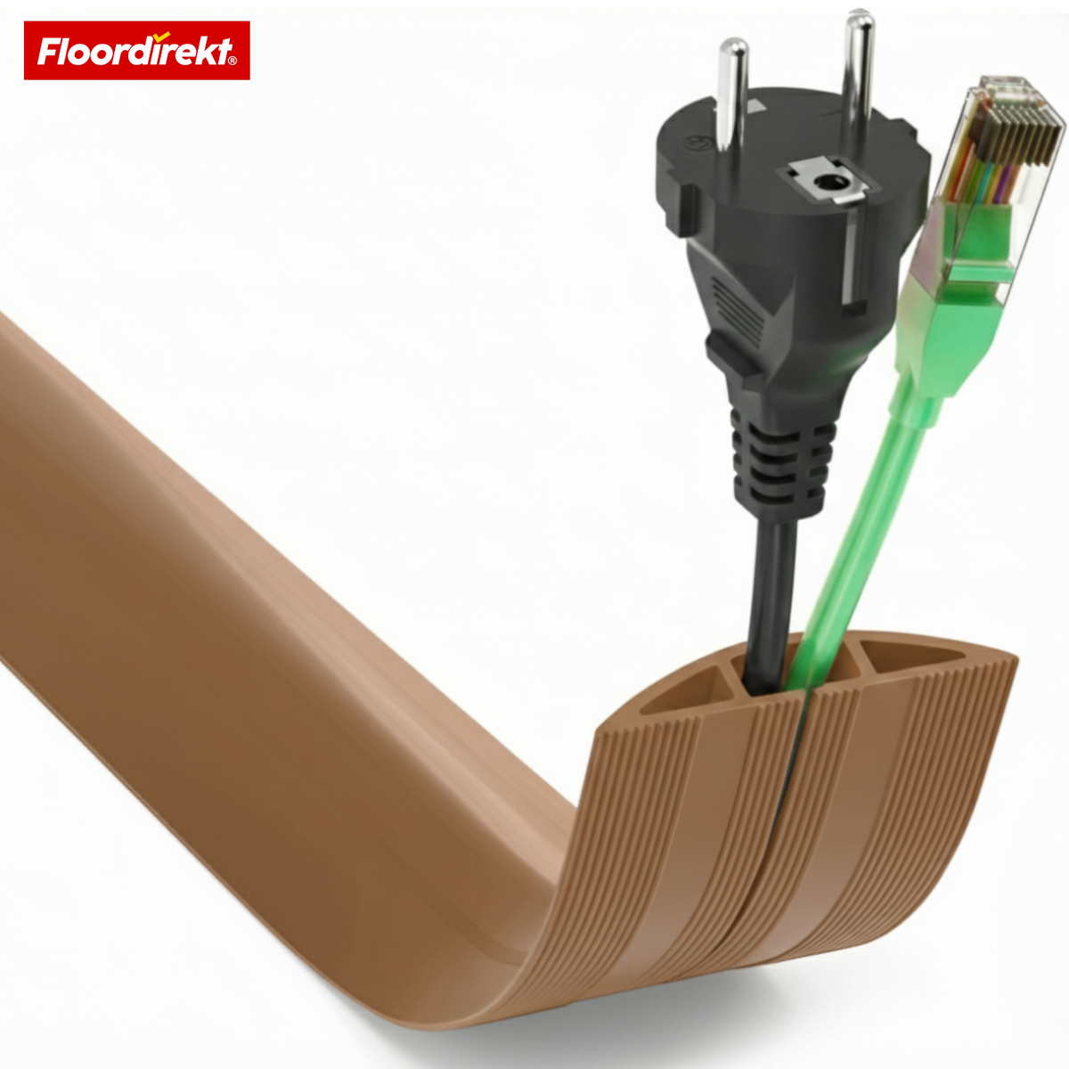 Kanał kablowy podłogowy „Cable Guard” | Antypoślizgowa osłona kabli i ochrona przed potknięciem | Elastyczny, przycinany & na 2 kable do 8 mm Ø