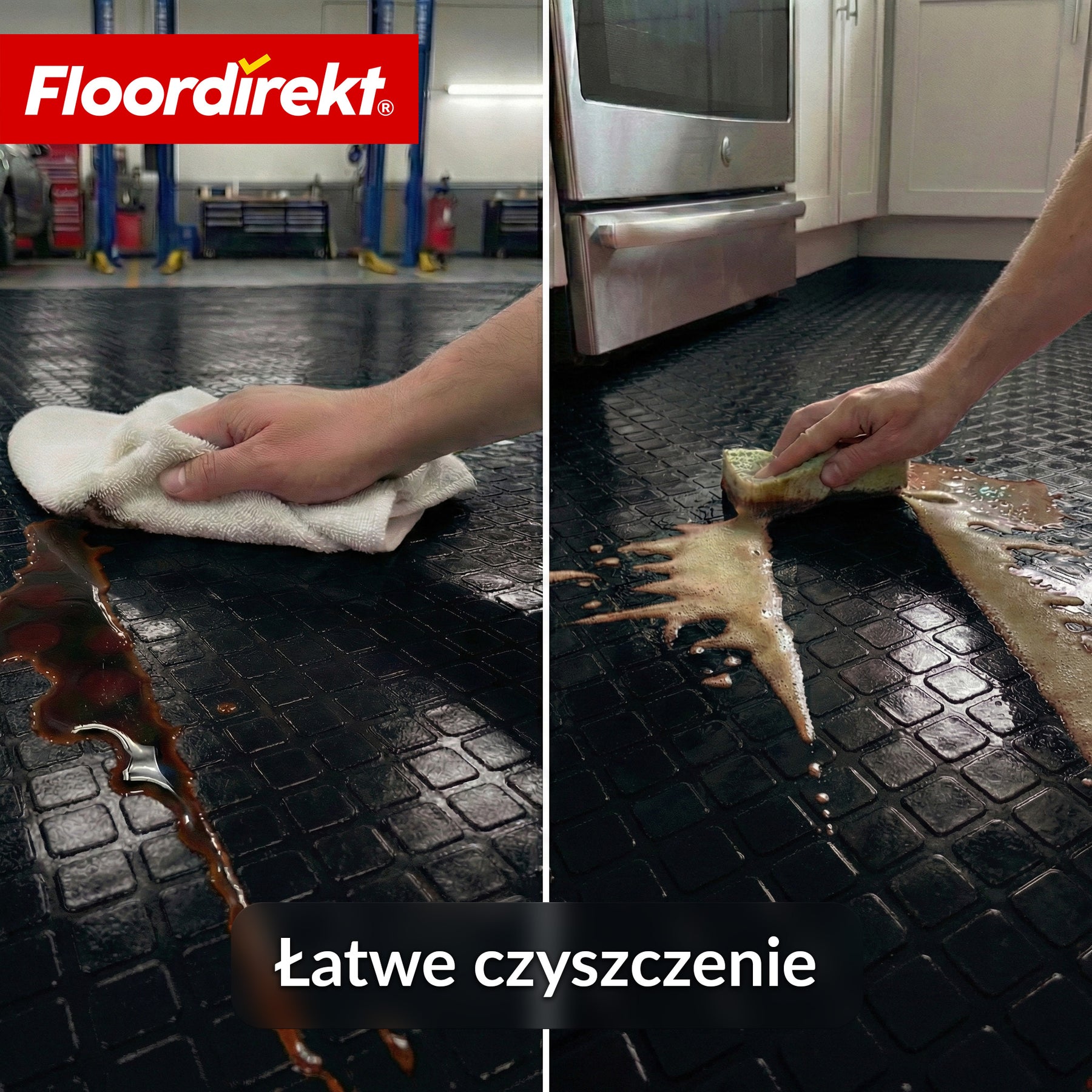 Wykładzina PVC | Check Quadra | Wzór kwadratowy | Antypoślizgowa i łatwa w czyszczeniu | Na metry / cięcie na wymiar | Szerokość 110 cm