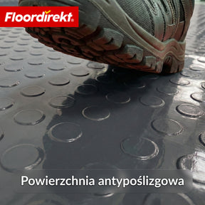 PVC wykładzina podłogowa | Coin Mirror | faktura coin (płaskie wypustki) | antypoślizgowa i łatwa w pielęgnacji | na metry / cięcie na wymiar | szerokość 110 cm