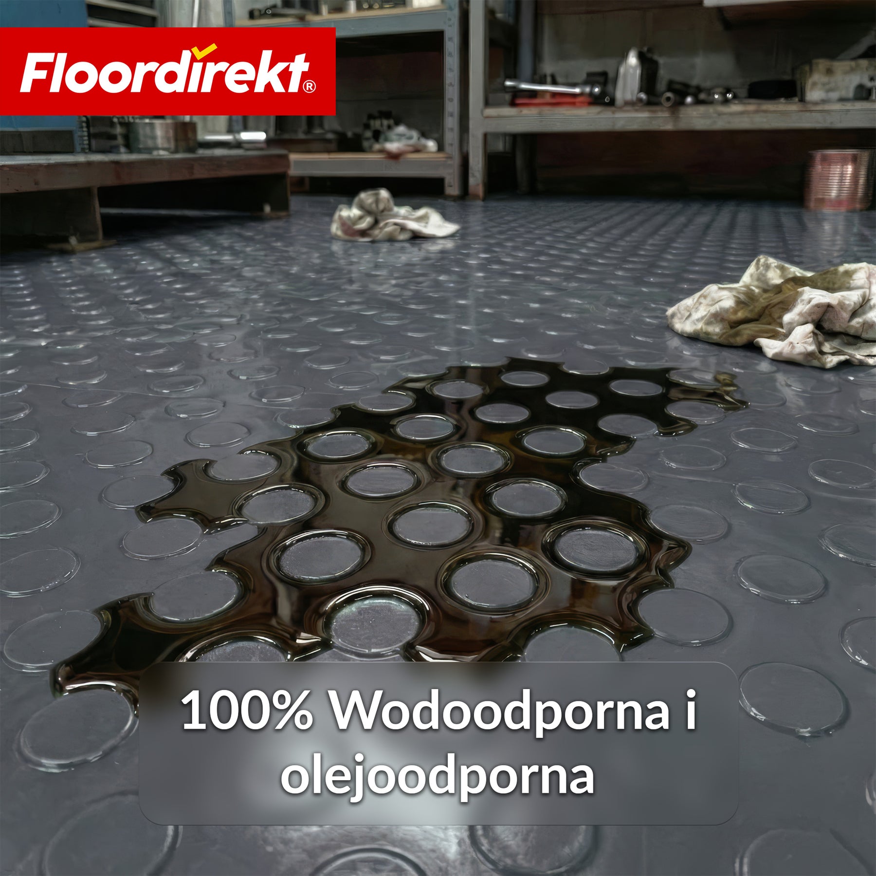 PVC wykładzina podłogowa | Coin Mirror | faktura coin (płaskie wypustki) | antypoślizgowa i łatwa w pielęgnacji | na metry / cięcie na wymiar | szerokość 110 cm