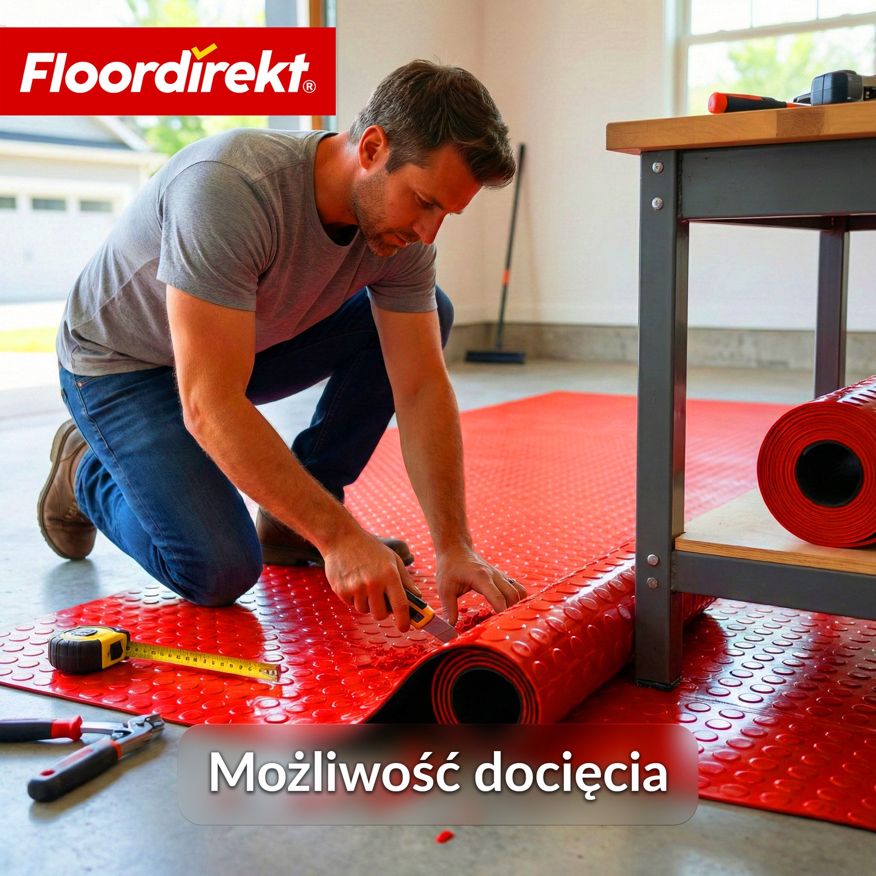 PVC wykładzina podłogowa | Coin Mirror | faktura coin (płaskie wypustki) | antypoślizgowa i łatwa w pielęgnacji | na metry / cięcie na wymiar | szerokość 110 cm