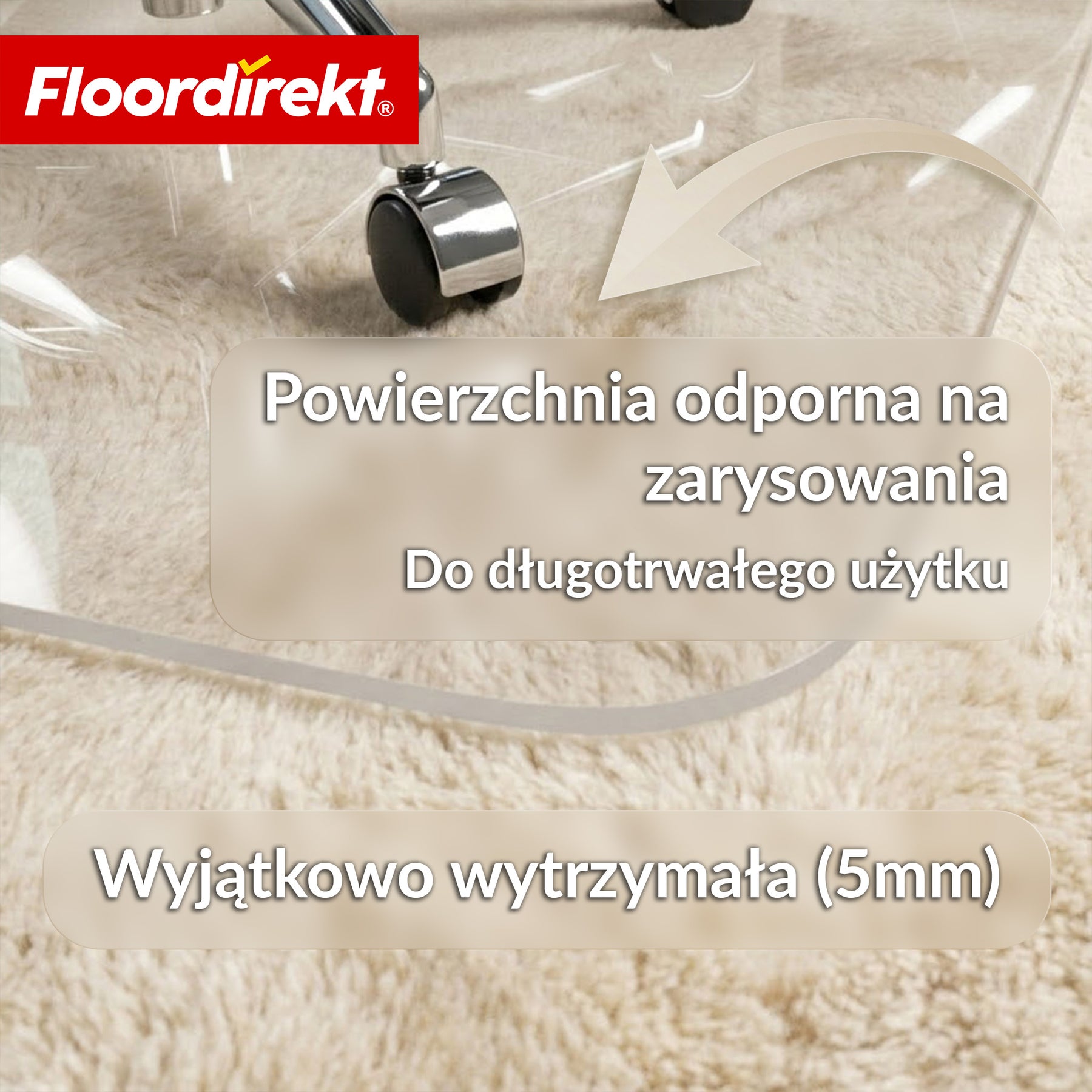 Mata ochronna na podłogę | Secura | Przezroczysta 80 × 118 cm | 5 mm nietłukąca mata PVC pod krzesło biurowe do parkietu, paneli & dywanu