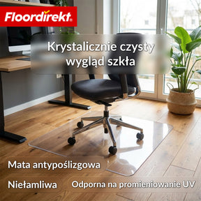 Mata ochronna na podłogę | Secura | Przezroczysta 80 × 118 cm | 5 mm nietłukąca mata PVC pod krzesło biurowe do parkietu, paneli & dywanu